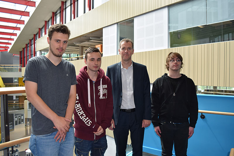 CISI Level 2 students Nathan Farmer, Jay Boyer, CAVC Financial Services Tutor Dave Phillips and Level 2 student Macauley Williams