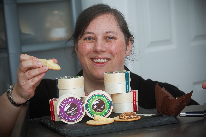 Llangollen food festival. Pictured is  chocolatier Jo Edwards at Aballu in Rossett with her chocolate spread for crackers.