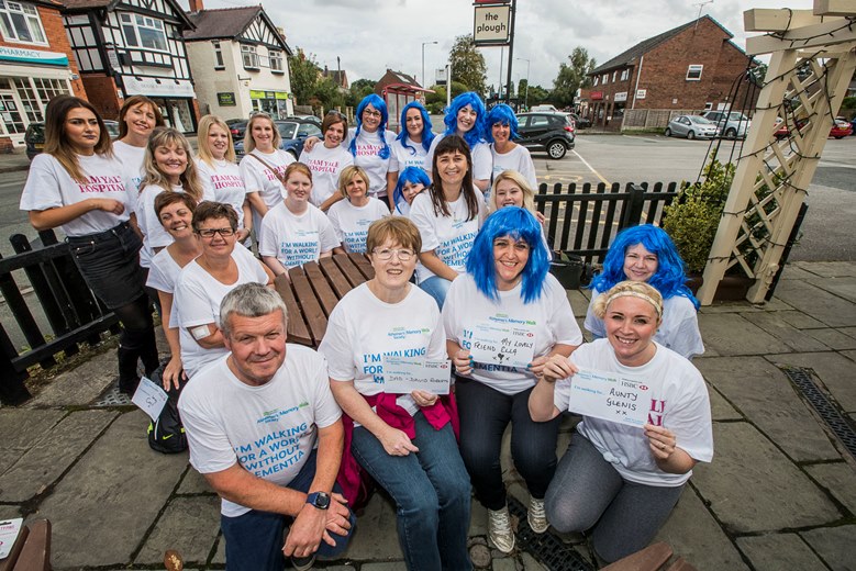Members of Wrexham's Spire Yale staff have tackled a sponsored memory walk, starting in Gresford in aid of Alzheimer’s. Front from left, David Broderick, Eirlys Uttley, Linda Jones and Lindsey Edge-Smith with the rest of the walkers.