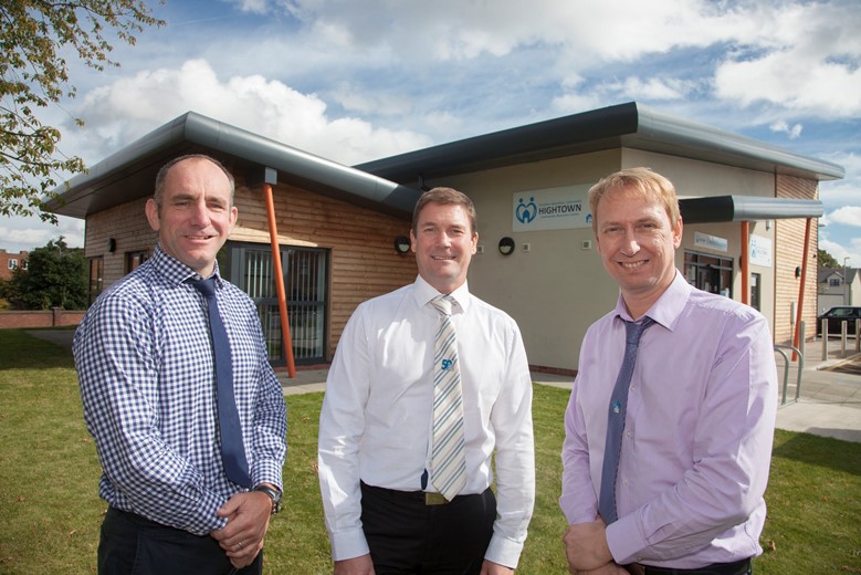 WALES AND WEST HOUSING....Anwyl and Wales & West Housing  up for two major national awards. Pictured at Hightown, Wrexham are Iain Murray from Anwyl  and Gareth Jarvis and Craig Sparrow from Wales and West housing.