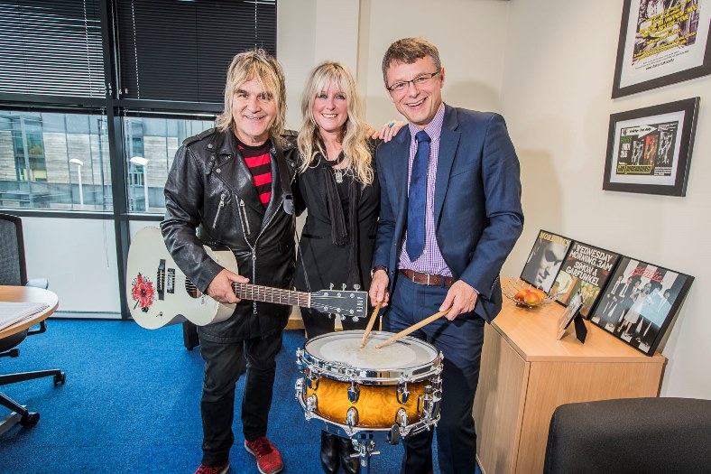 Mike Peters from The Alarm with BCUHB chief executive Gary Doherty.