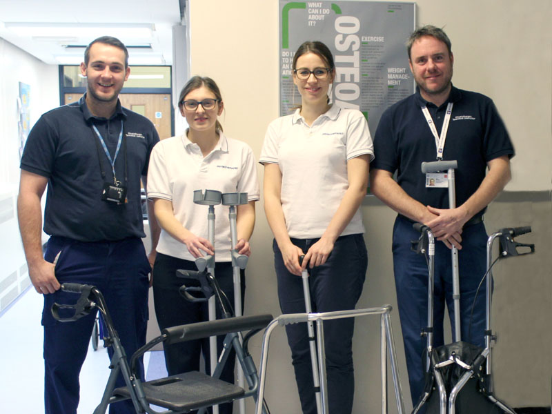 Staff at the University Hospital of Wales in the Physiotherapy Department
