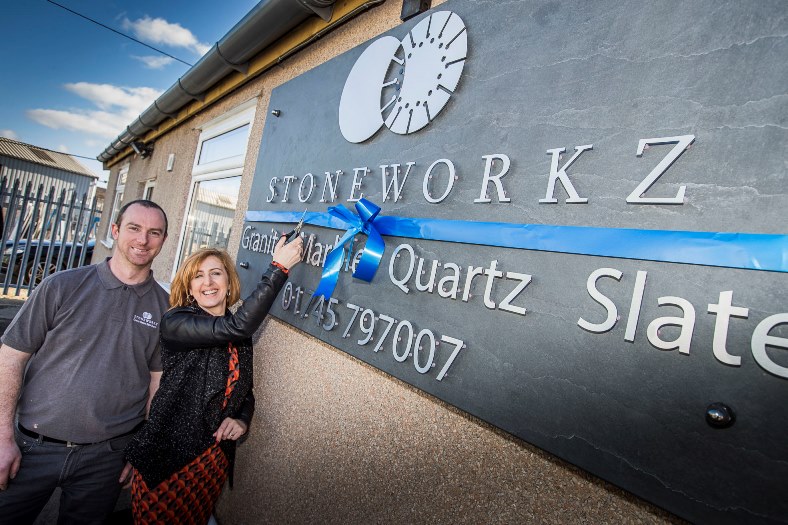 Official opening of a new showroom of Stoneworkz in Denbigh. Owners Dylan and Julie Williams.