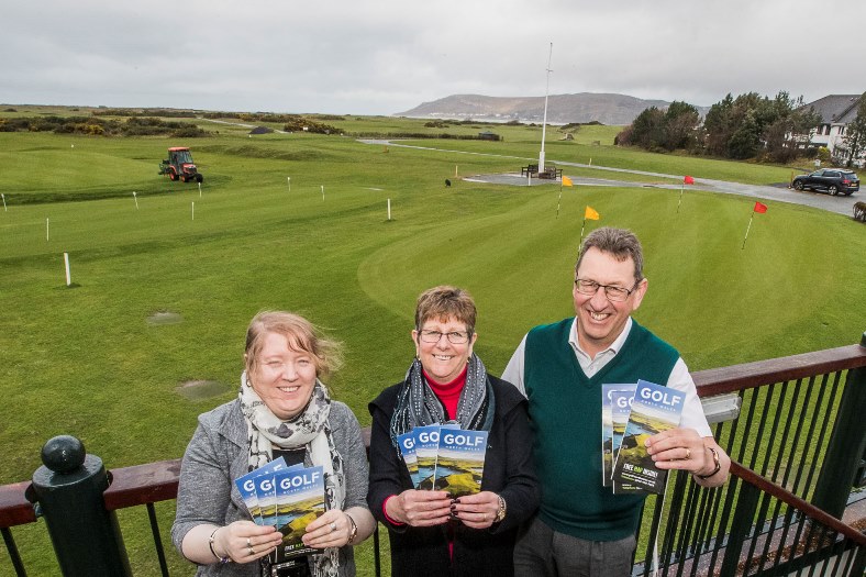 North Wales Tourism which has just launched a golf brochure highlighting the best of the region's golf courses, including Conwy. From left, Eirlys Jones, Mandy Evans, and manager Chris Chance with the leaflet