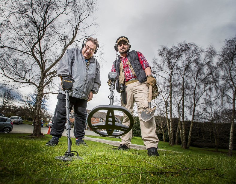 Senior Care Practitioner Lee Swallow at Bodlonden, Pendine Park has introduced residents to metal detecting within the grounds of the Summerhill site. Lee is pictured with resident Gary Cobb