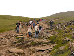 A busy day in summer on the Llanberis Path. 