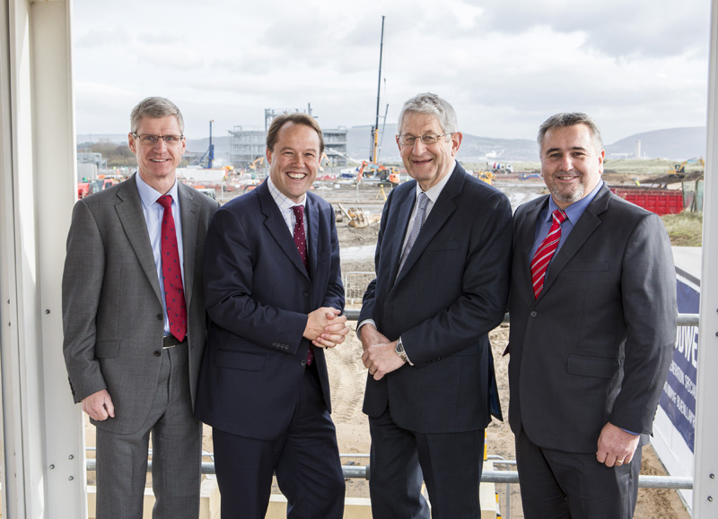 Left to right is Jerry Williams - Project Director, VINCI Construction UK; Rupert Joseland, South Wales and South West Regional Director, St. Modwen; Professor Richard B Davies, Vice Chancellor, Swansea University and David Kieft, Company Director of RDM