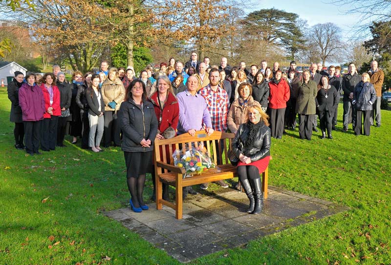 Family, friends and colleagues of Kyle Foley gathered to unveil the memorial bench