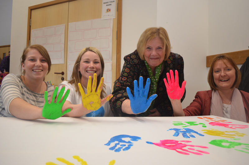 l to r) Leanne Westhead, a young parent from Wrexham; Laura Williams, APIRE project coordinator; Rona Aldrich, Wales committee member from the Big Lottery Fund; Eleri Thomas, chief executive officer, Children’s Commission for Wales