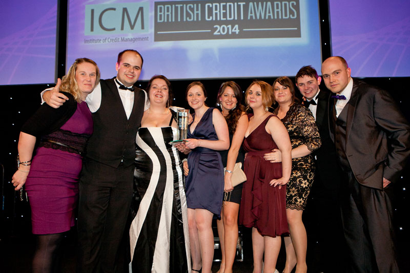 The Shaw healthcare team collecting the ICM's In-house Collection Team of the Year (Consumer) award