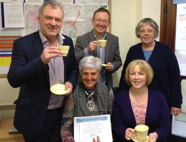 Glyn Davies MP (right), Rusell George AM, Delma Thomas, Beryl Vaughan (seated left) and Shadow Minister for Culture and Welsh Language, Suzy Davies AM