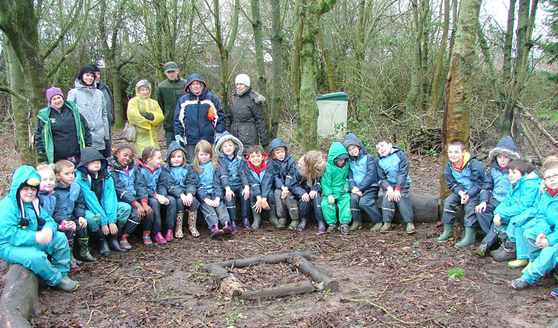 Polish visitors and children from Year Three gather in Durand’s forest school