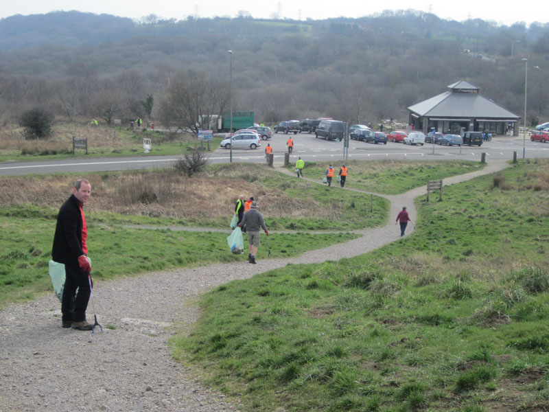 Volunteers cleaning up at Caerphilly Mountain