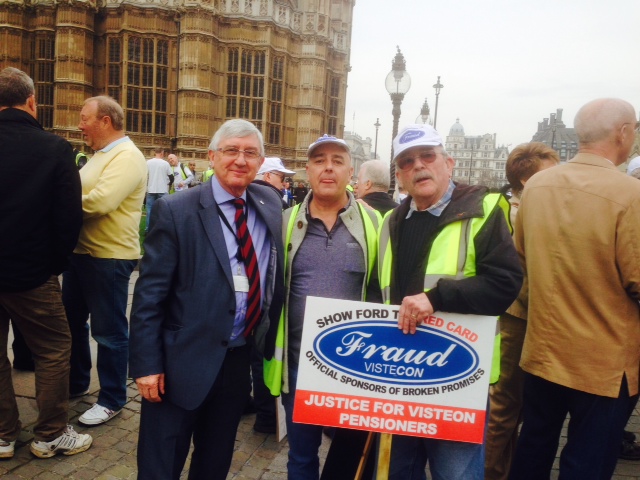 r Hywel Francis MP with local Visteon Pensioners Action Group members Carl Kirby of Cwmafan (centre) and Don Paddison of Swansea