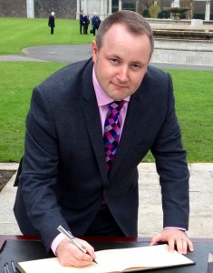  Clwyd West AM Darren Millar signing a book of remembrance at the National War Memorial Gardens in Dublin