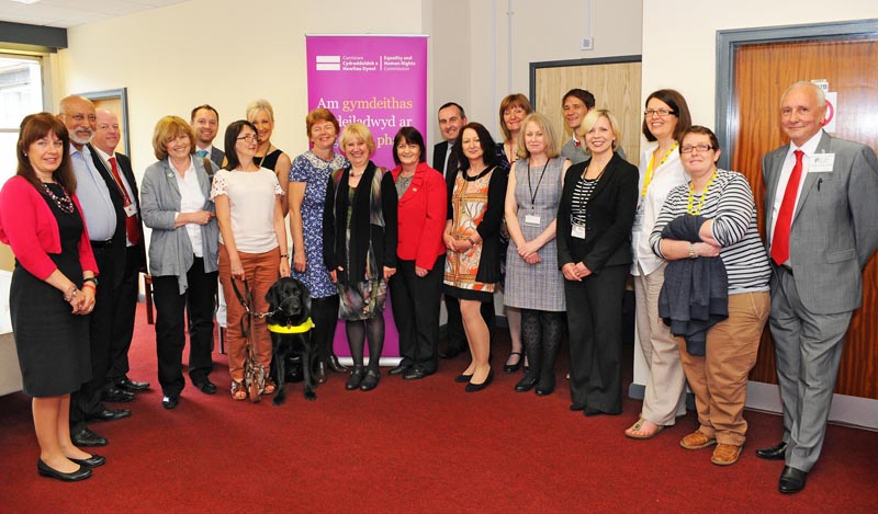 Members of the Equality and Human Rights Commission Wales Committee with Flintshire County Council staff and community groups at the reception