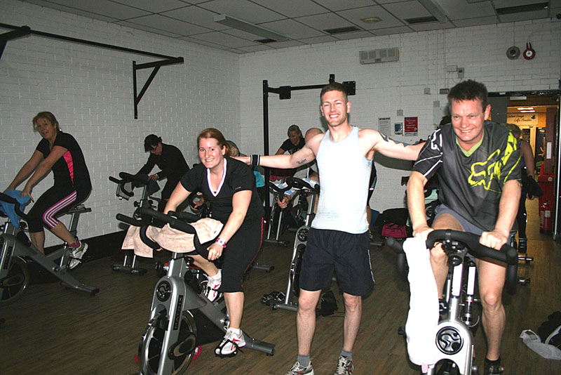 One of the early morning Group Cycling class at Caerphilly Leisure Centre