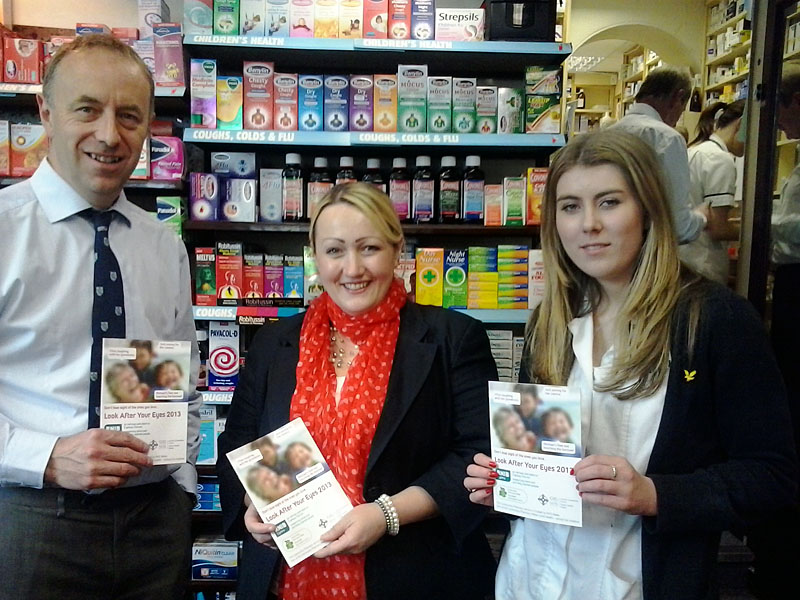 Rebecca with Chris James and Hannah Mair James, the pharmacy assistant at Walter Lloyd