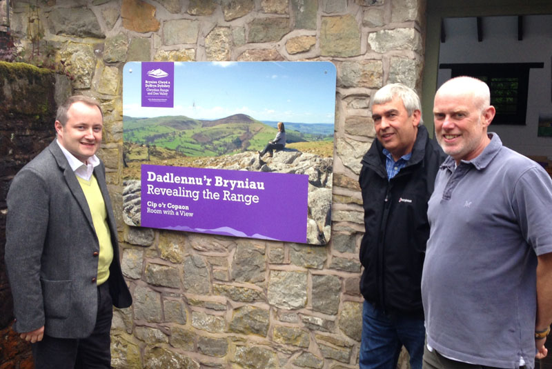 Clwyd West AM Darren Millar with Denbighshire Cllr Martyn Holland and Howard Sutcliffe at Loggerheads Country Park
