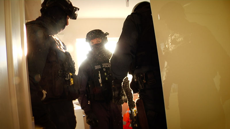 Police officers in action during yesterdays drugs raids