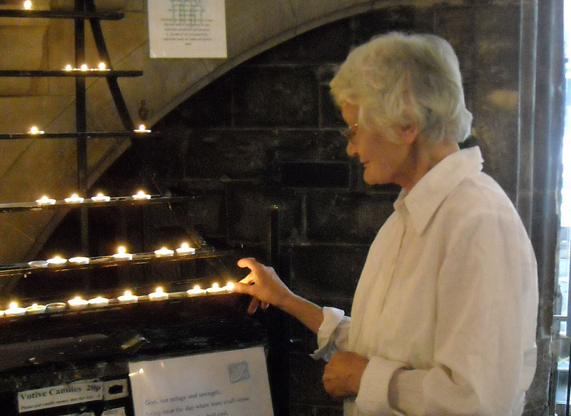 Candles being lit in the Chapel of Remembrance