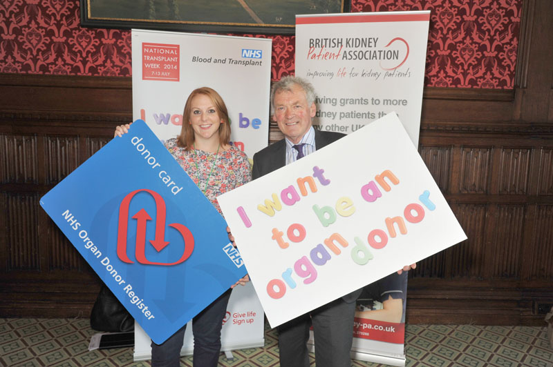  Glyn is pictured with Rebecca Westlake, Specialist Nurse for Organ Donation, at the National Transplant Week event in Westminster