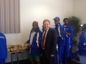 Ian Lucas with the Lesotho team in Wrexham last week
