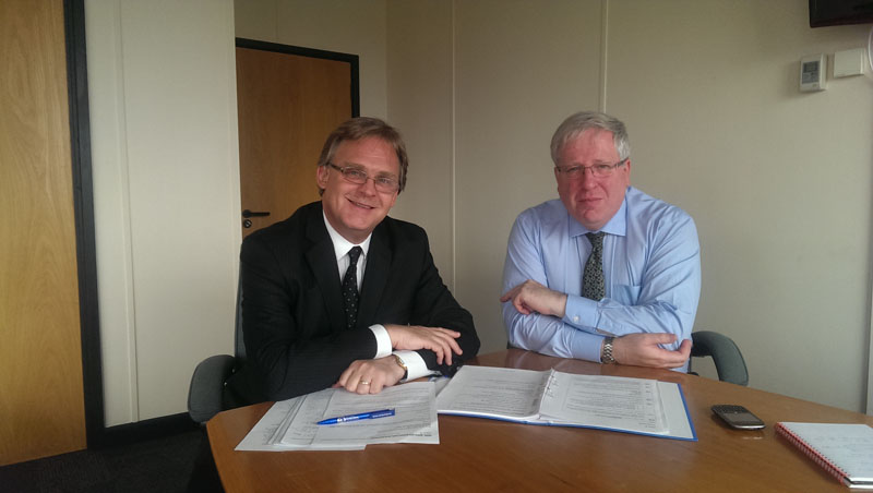 North Wales Assembly Member Mark Isherwood with UK Transport Secretary Patrick McLoughlin MP