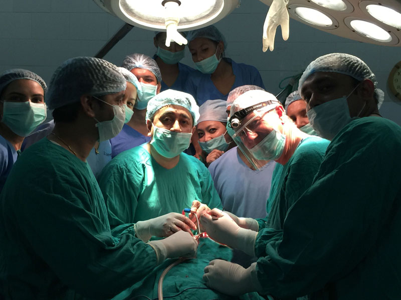 The team in a theatre in hospital in Nepal