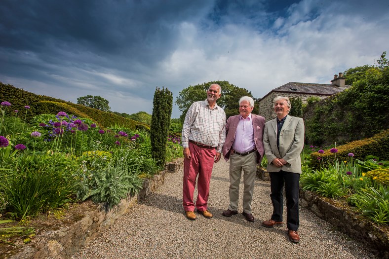 Official launch of Festival of Gardens organised by North Wales Tourism at Plas Cadnant, the Hidden Garden in Menai Bridge. Roy Lancaster, celebrity plantsman, gardener and broadcaster officially launched the Festival, pictured centre with Anthony Taverner, owner of Plas Cadnant and Tony Russell, right, Festival Organiser.