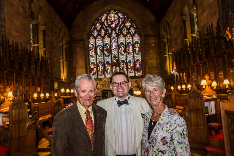 Professor Paul Mealor, who was born in St Asaph has perfomed at the launch of this year’s North Wales International Music Festival. He perfomed the Welsh premiere of a new symphony played by the NEW Sinfonia orchestra at St Asaph Cathedral. Paul is pictured with John and Sue Last.