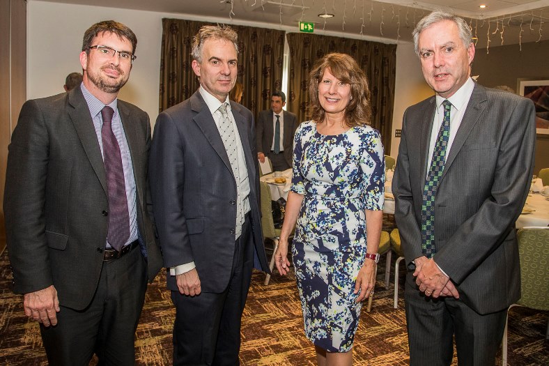 Bank of England, Wrexham Business Professionals at the Ramada, Wrexham. From left, Steve Hicks, Ben Broadbent, Gill Kreft and Gwyn Evans