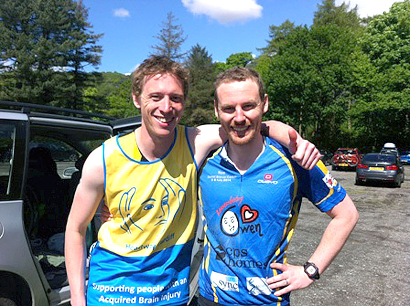 Andrew McCluskey with his friend Tom Taylor at the Slateman Triathlon