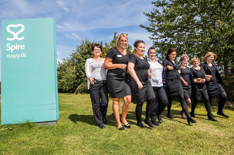 Spire Yale Hospital staff are going on a Memory Walk to raise money a dementia charity. From left, Jackie Suter, Katy Lewis, Katy Shaw, Anna Gizzi, Charlotte Parry, Claire Lewis, Natalie Phillips and Ella Ferris.