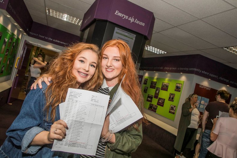 Emrys ap Iwan, Abergele,GCSE results, Luc y Humphreys, right with her friend Annie Rose Williams