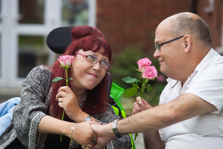 Pendine Park's Summerhill   Sian Walley and Steven Ferrier who are engaged after meeting and  falling in Love at care home.