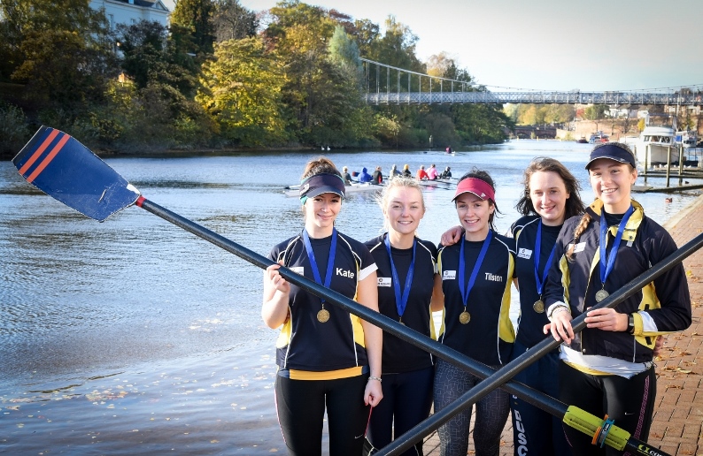 Katy Tilston and her rowing crew from Grosvenor Rowing Club are competing in an boat race on the River Thames. Katy Tilston and her colleague Lucy Iball both work for Hadlow Edwards.