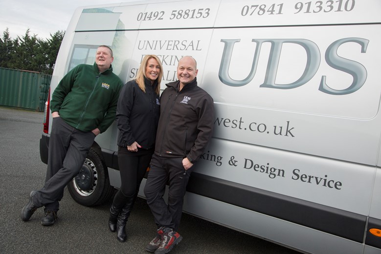 LOCK STOCK ... Pictured is  Lock Stock Manager Tony Jones with Sheila  and Gez Baylis Director at UDS Northwest Limited.