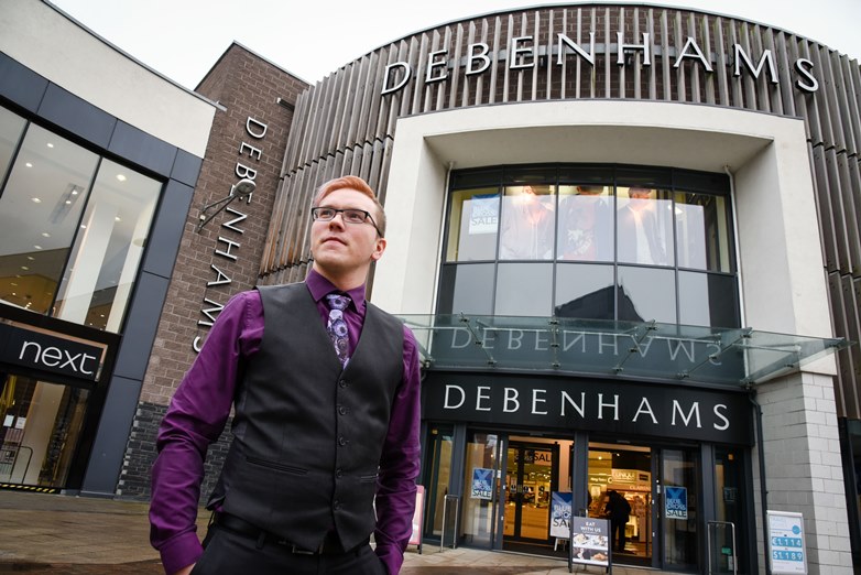 Phil Roberts who works at Debenhams, Eagles Meadow , Wrexham who lost his mum to cancer suddenly last year and has been fundraising with the support of his employers.