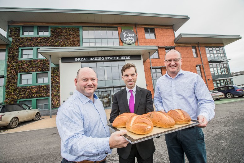 Ken Skates AM visited Village Bakery on Wrexham Industrial Estate. Pictured with Robin and Christian Jones